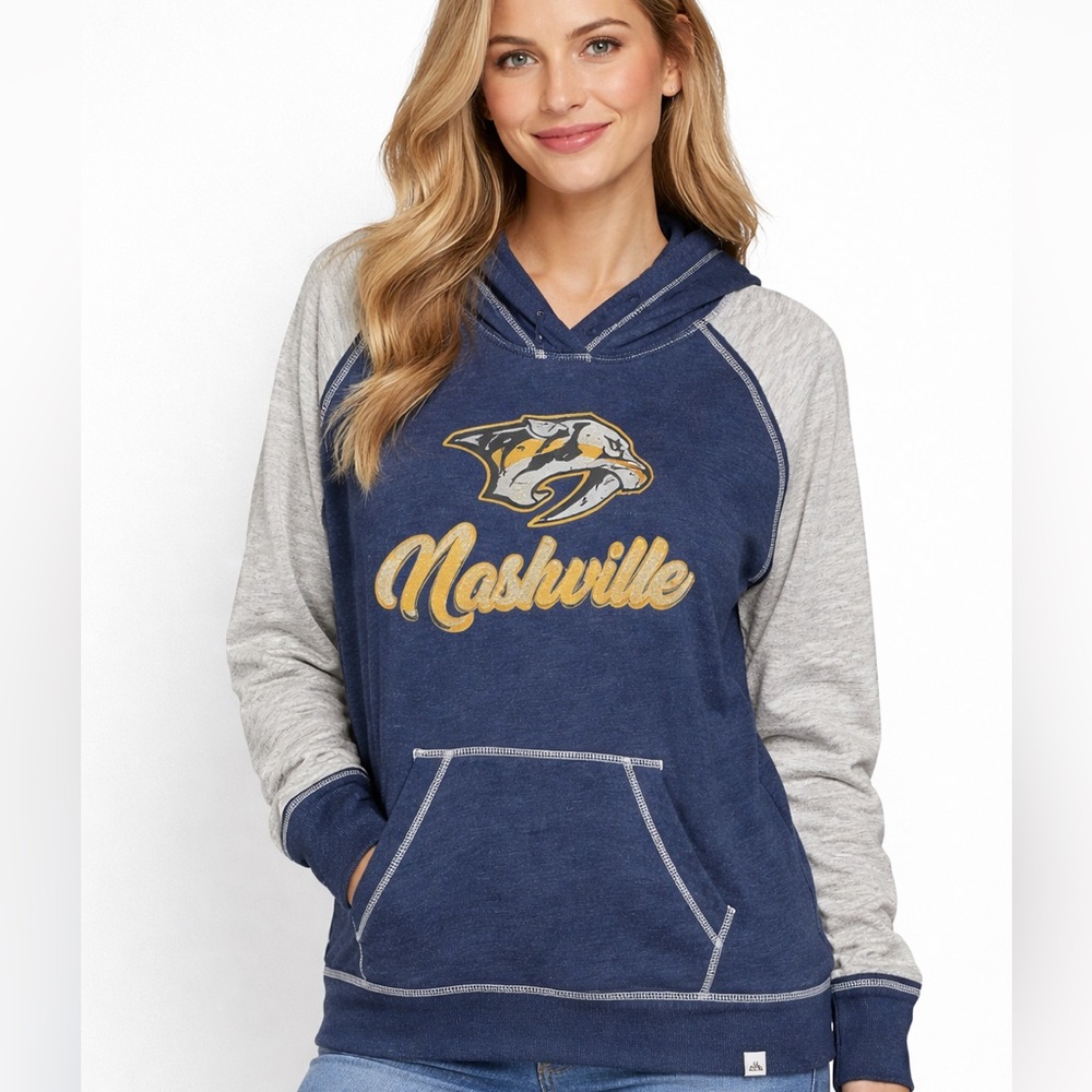NHL Nashville Predators Women’s Hoodie Blue Gray Long Sleeve Majestic Medium